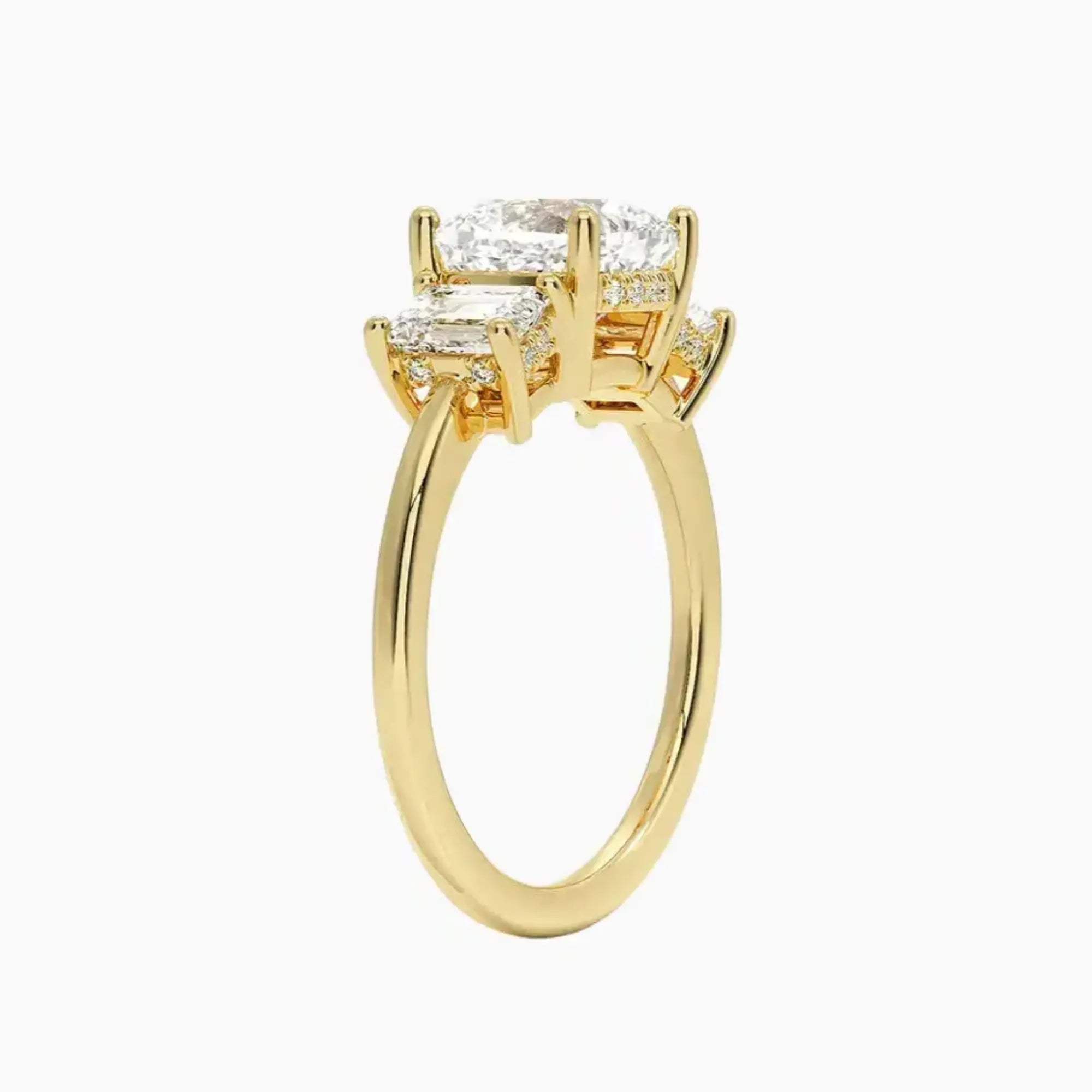 Aurelia Cushion Hidden Halo 3 Carat Lab Grown Diamond Engagement Ring in 14K White Gold