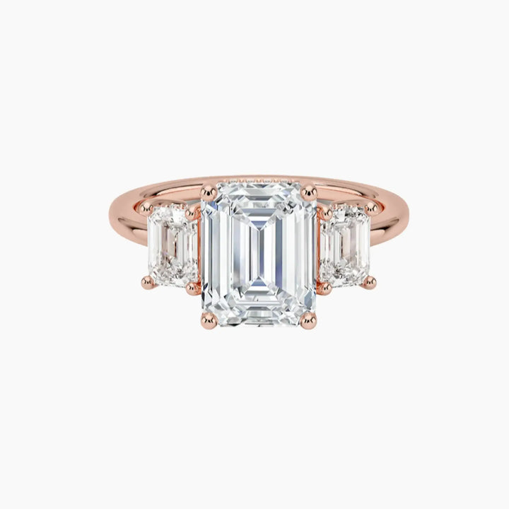 Aurelia Emerald Hidden Halo 2 Carat Lab Grown Diamond Engagement Ring in 14K Rose Gold