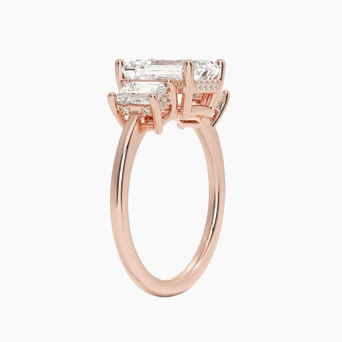 Aurelia Emerald Hidden Halo 1 Carat Lab Grown Diamond Engagement Ring in 14K Rose Gold