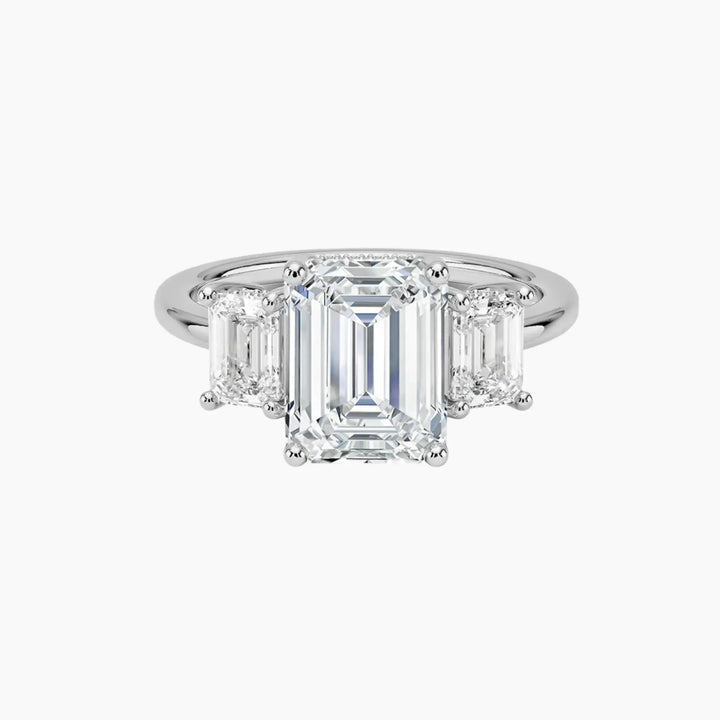 Aurelia Emerald Hidden Halo 3 Carat Lab Grown Diamond Engagement Ring in 18K White Gold