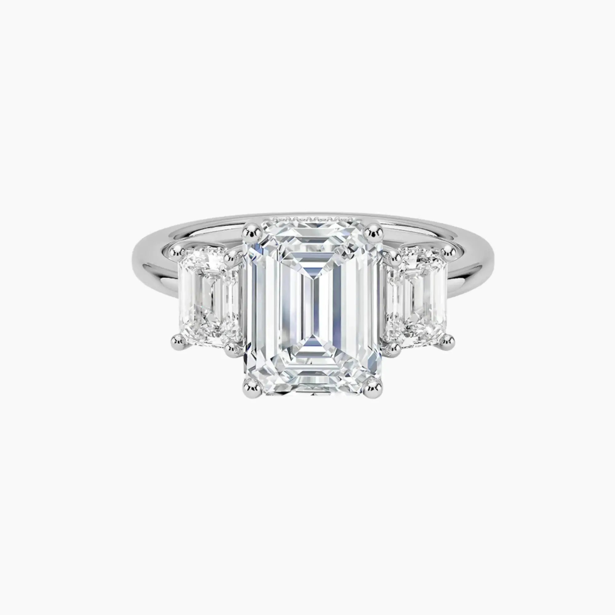 Aurelia Emerald Hidden Halo 3 Carat Lab Grown Diamond Engagement Ring in 14K White Gold