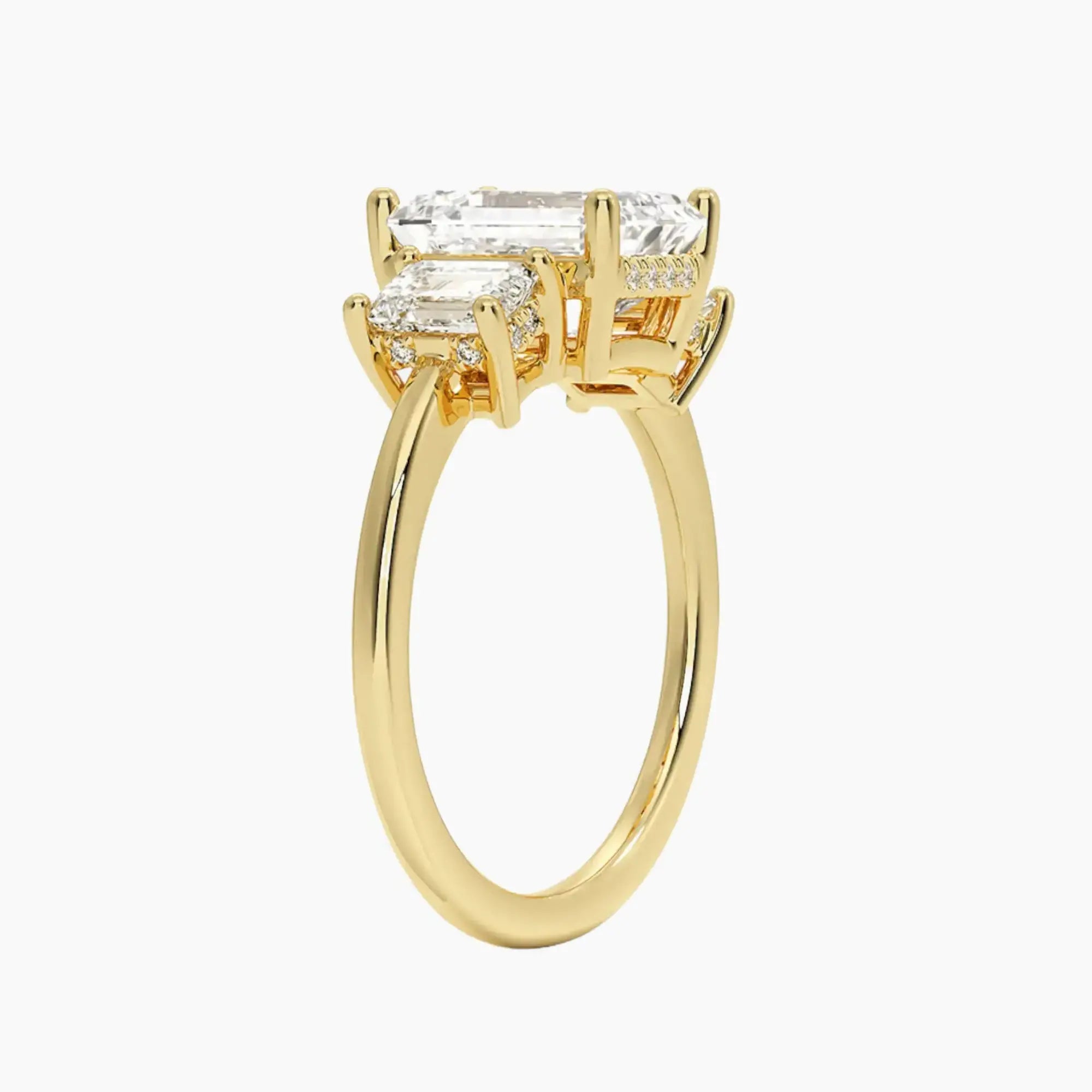 Aurelia Emerald Hidden Halo 3 Carat Lab Grown Diamond Engagement Ring in 18K Yellow Gold