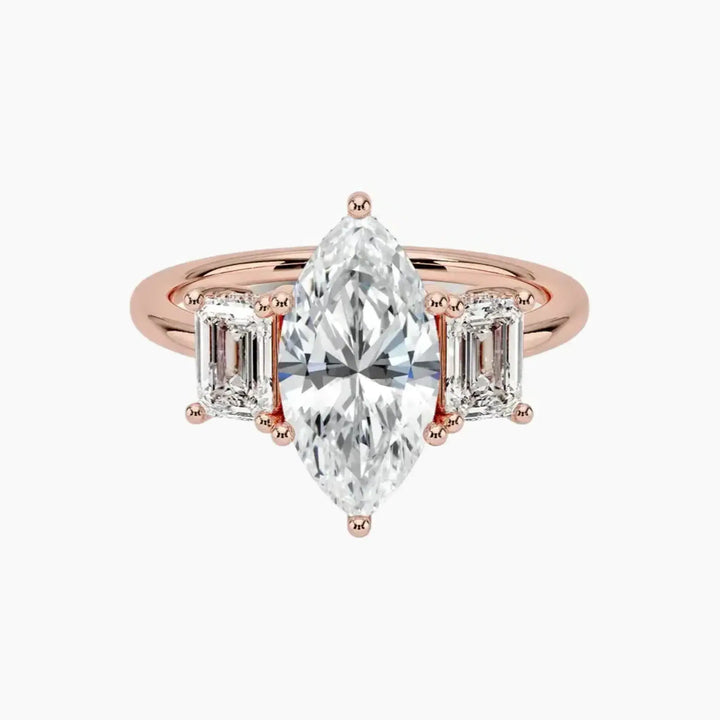 Aurelia Marquise Hidden Halo 1.5 Carat Lab Grown Diamond Engagement Ring in 14K Rose Gold