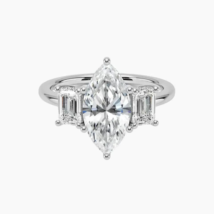 Aurelia Marquise Hidden Halo 1.5 Carat Lab Grown Diamond Engagement Ring in 14K White Gold