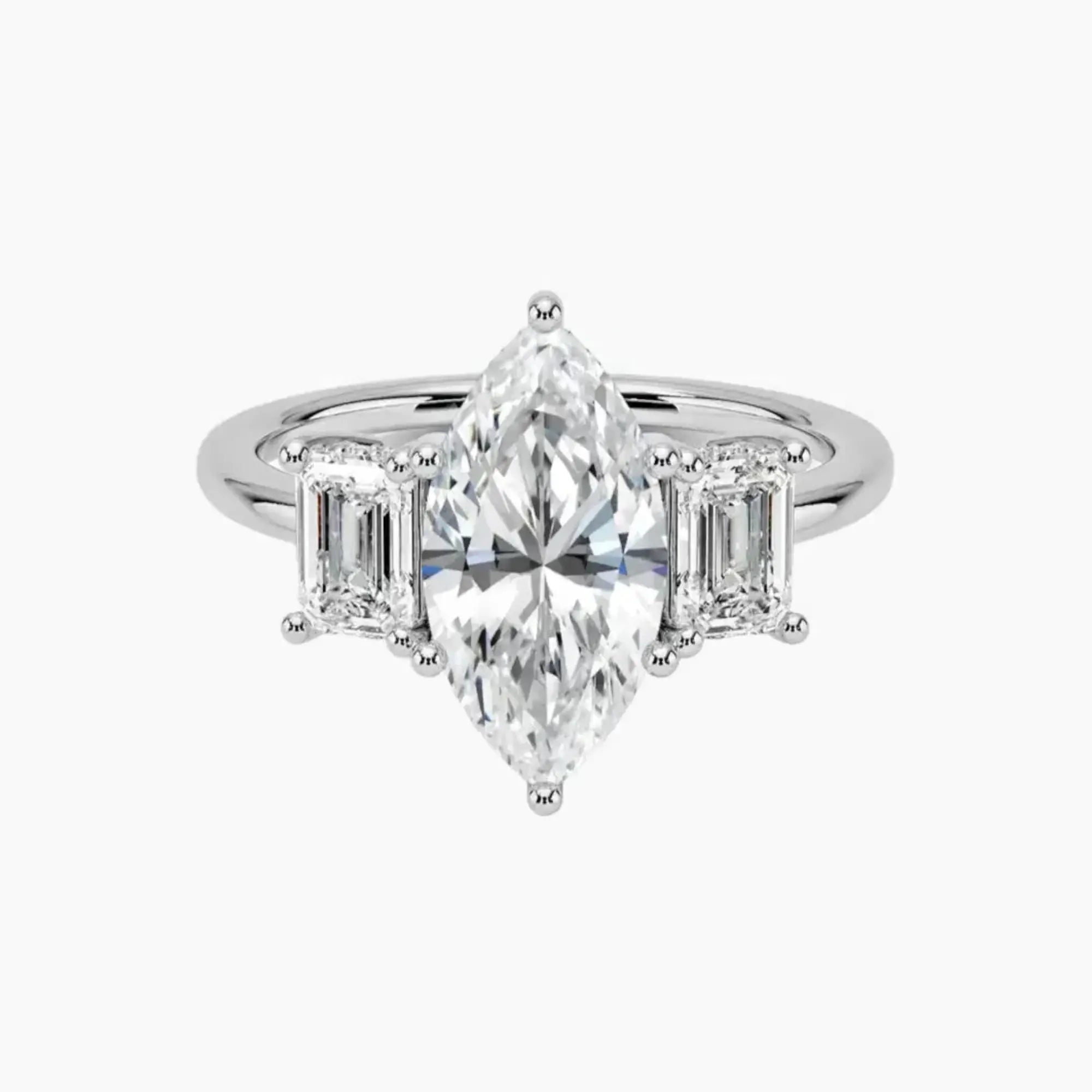 Aurelia Marquise Hidden Halo 2.5 Carat Lab Grown Diamond Engagement Ring in 18K White Gold