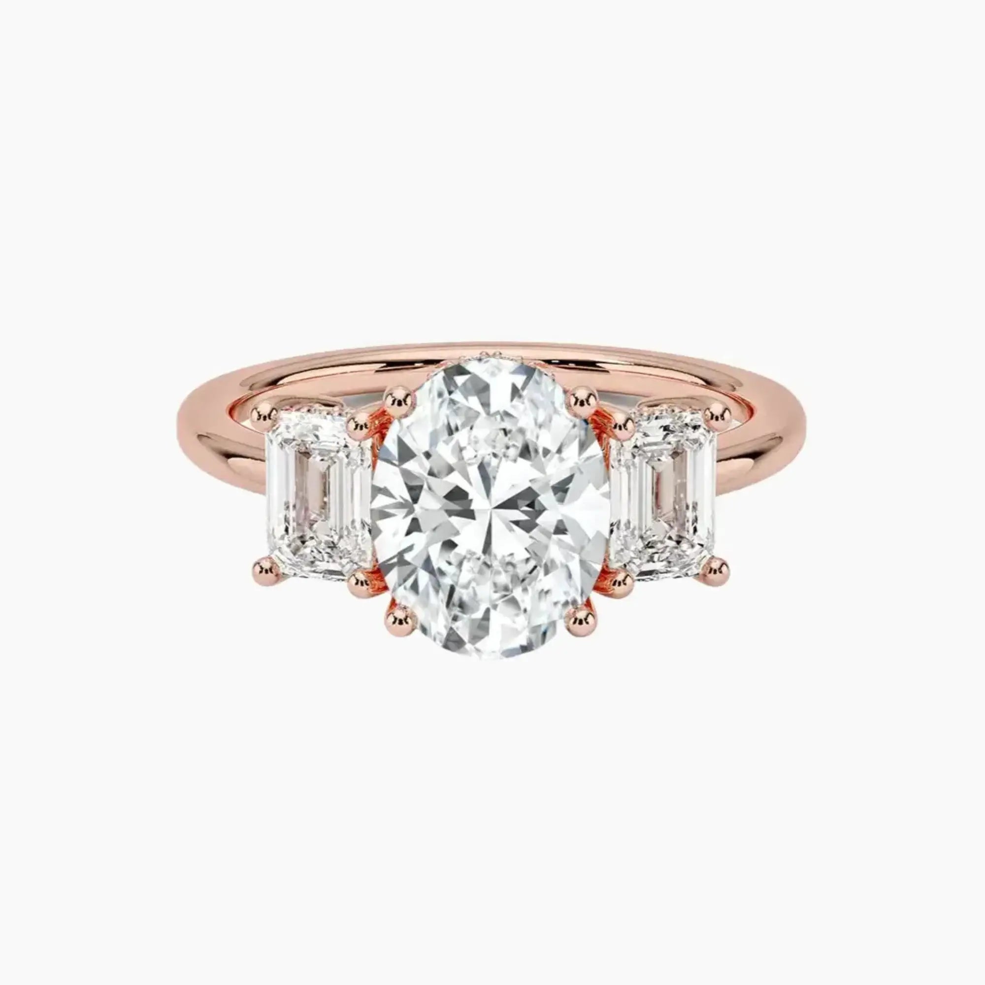 Aurelia Oval Hidden Halo 3 Carat Lab Grown Diamond Engagement Ring in 18K Rose Gold