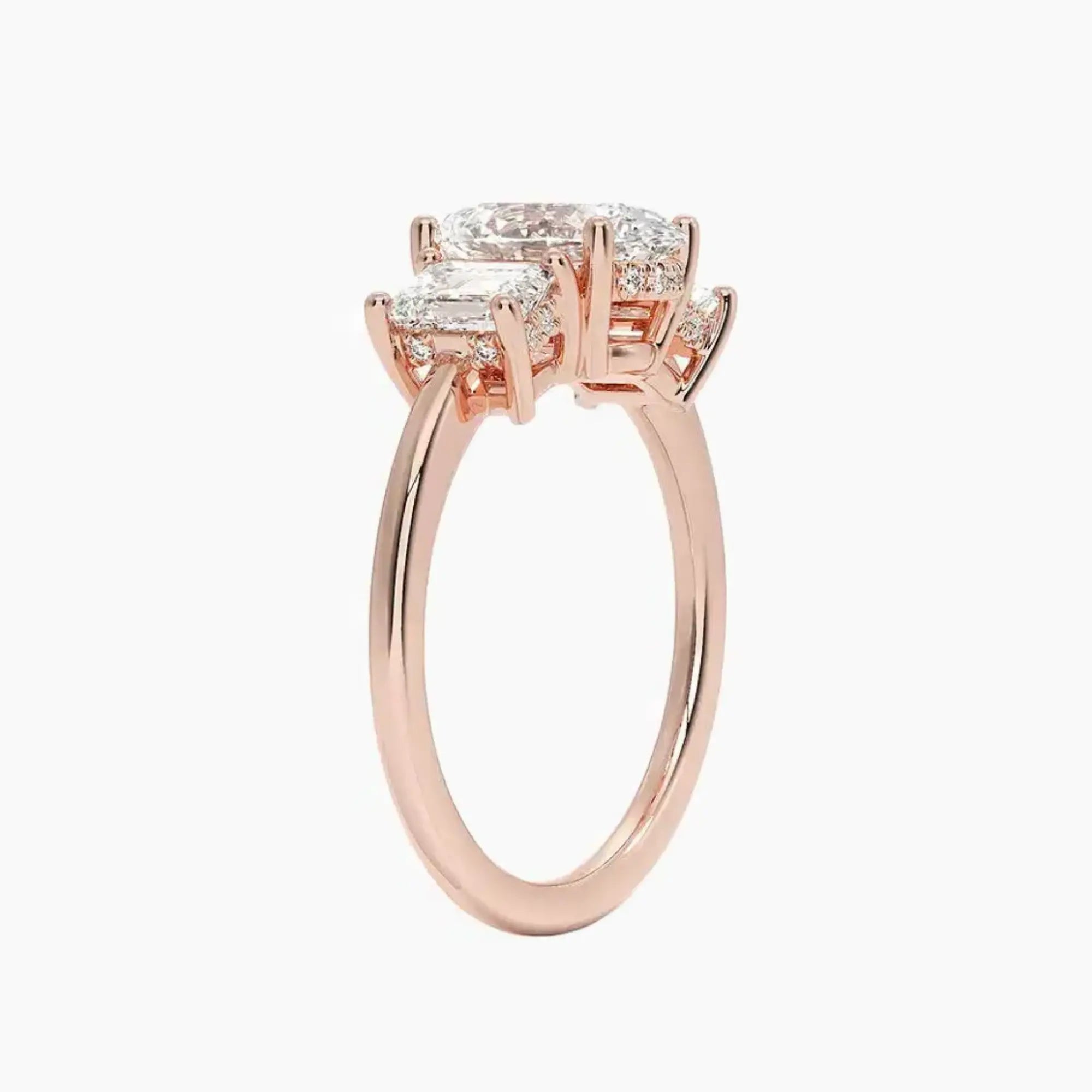Aurelia Oval Hidden Halo 3 Carat Lab Grown Diamond Engagement Ring in 14K White Gold