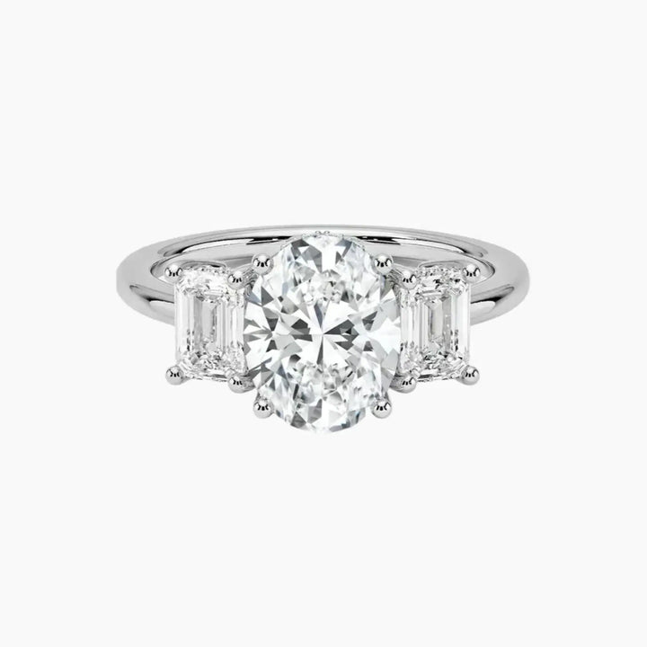 Aurelia Oval Hidden Halo 3 Carat Lab Grown Diamond Engagement Ring in 14K White Gold