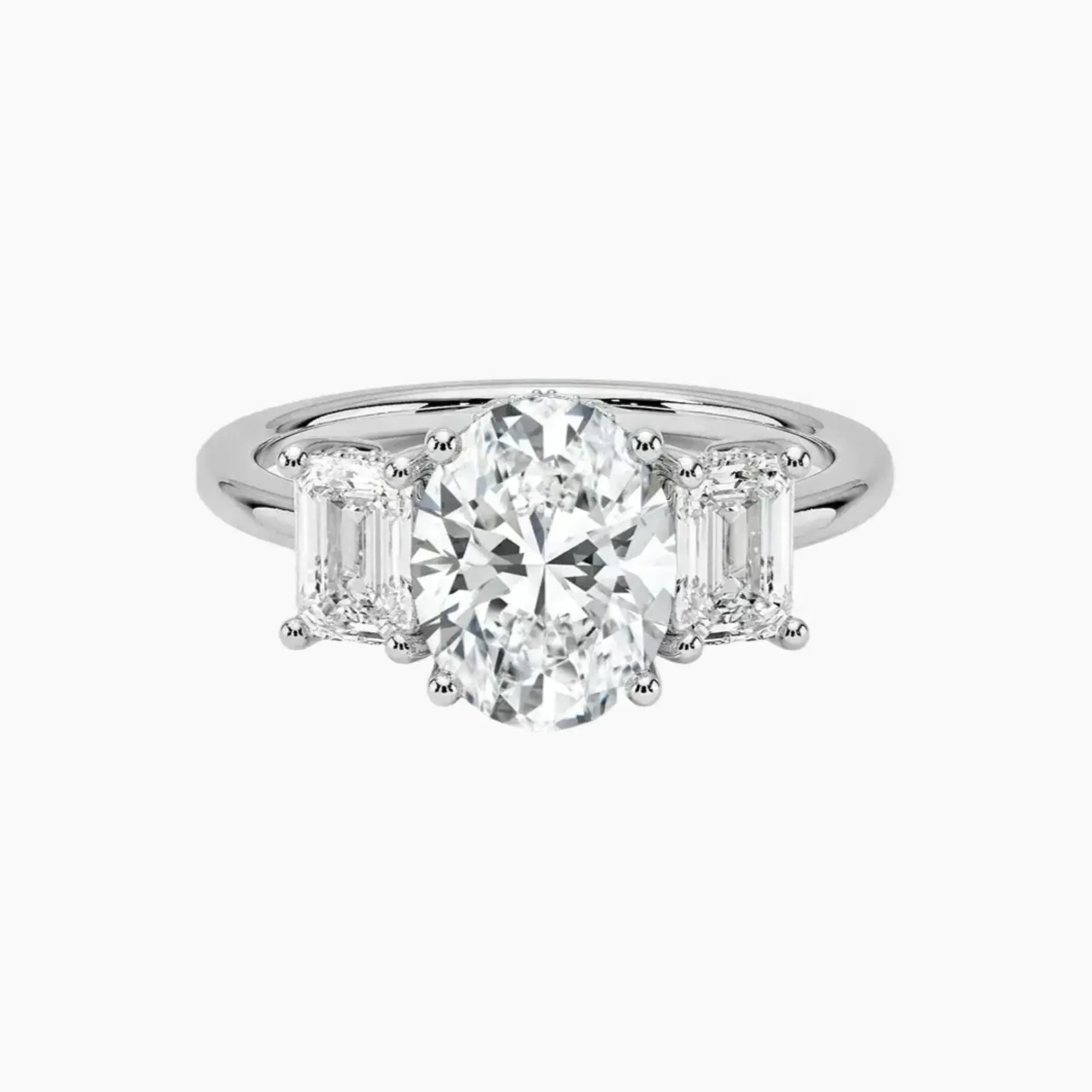 Aurelia Oval Hidden Halo 2 Carat Lab Grown Diamond Engagement Ring in 18K White Gold