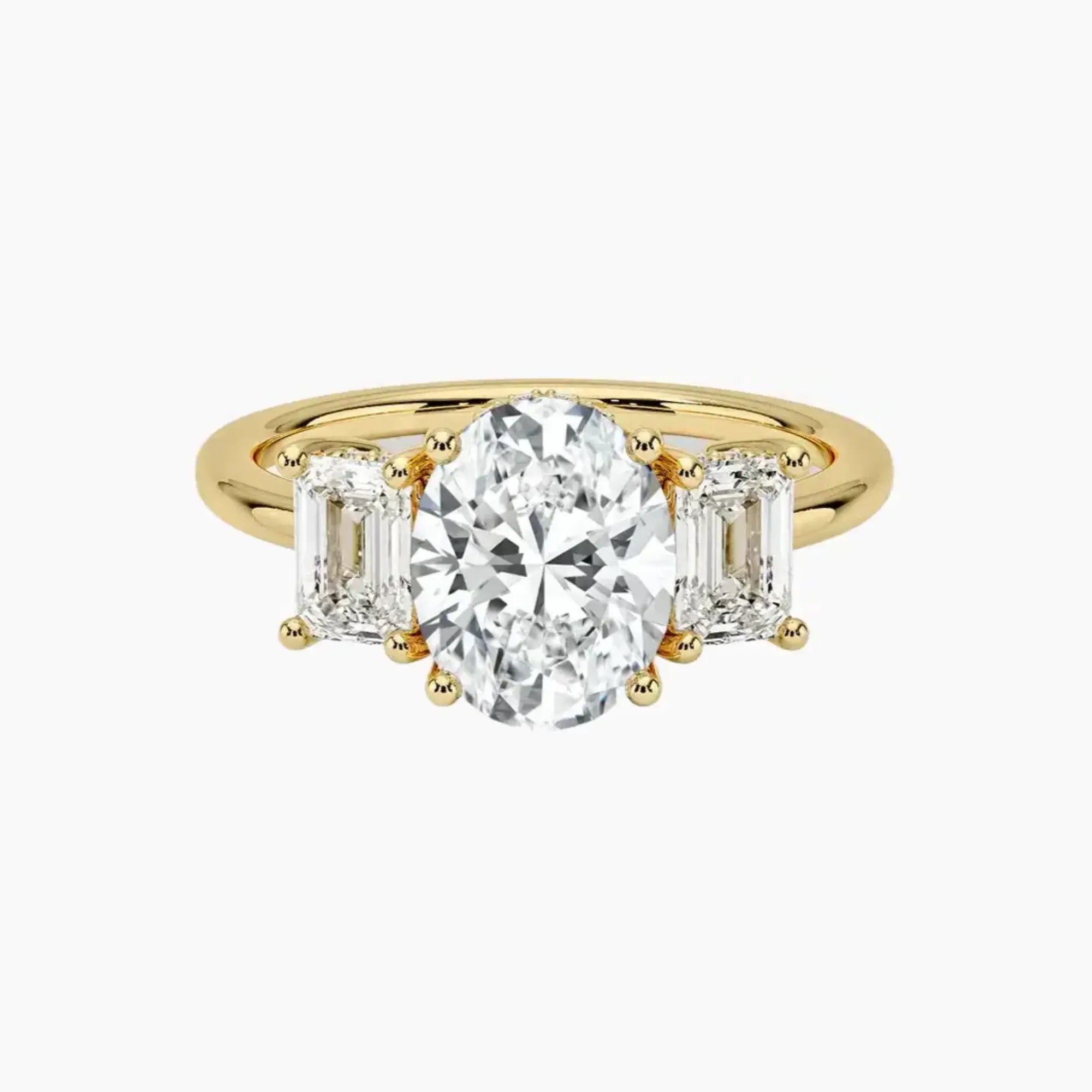 Aurelia Oval Hidden Halo 1 Carat Lab Grown Diamond Engagement Ring in 14K Yellow Gold