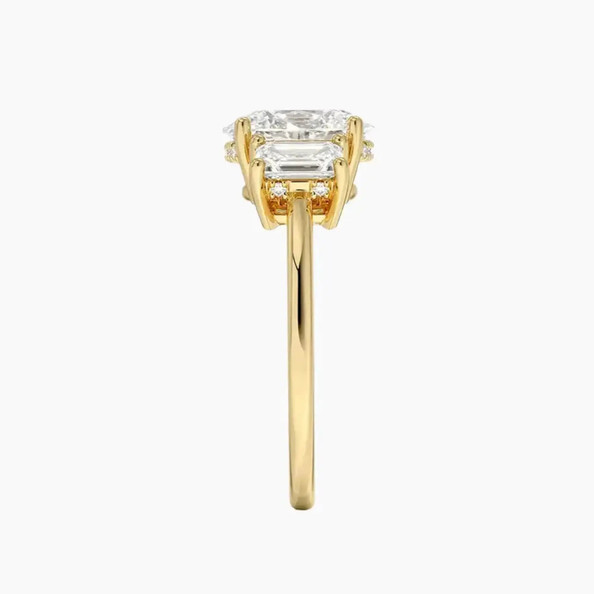 Aurelia Oval Hidden Halo Diamond Ring Setting in 18K Yellow Gold