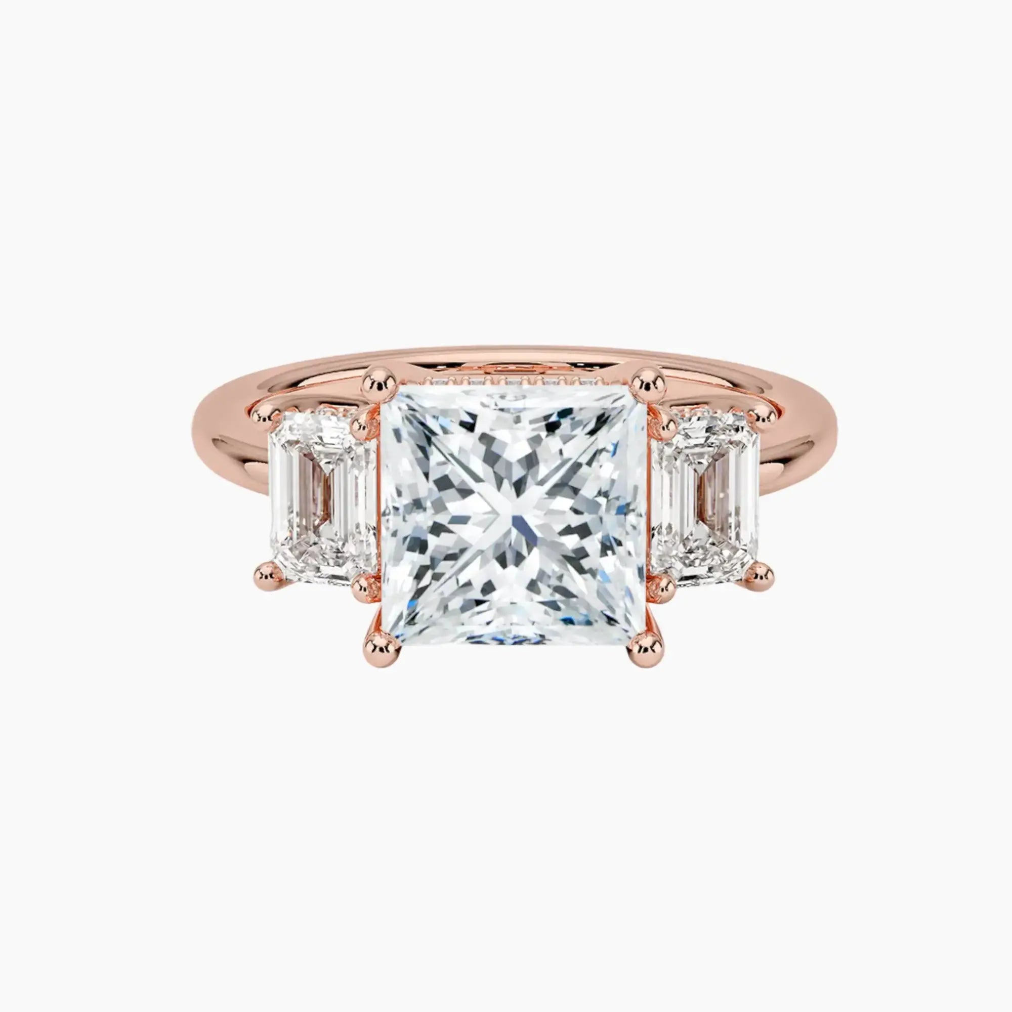 Aurelia Princess Hidden Halo 2.5 Carat Lab Grown Diamond Engagement Ring in 14K Rose Gold