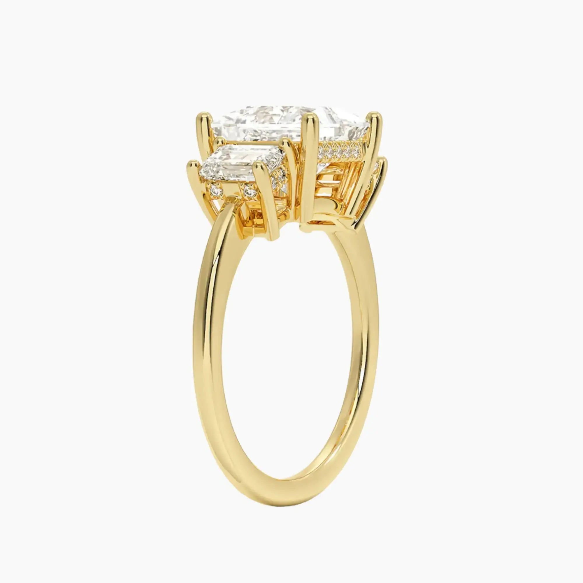 Aurelia Princess Hidden Halo 3 Carat Lab Grown Diamond Engagement Ring in 18K White Gold