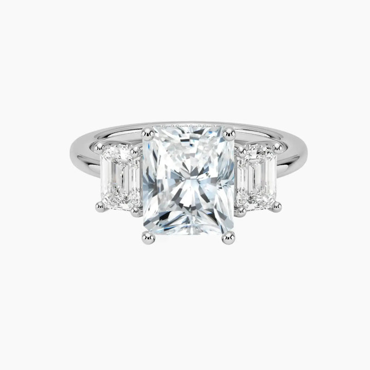 Aurelia Radiant Hidden Halo 3 Carat Lab Grown Diamond Engagement Ring in 18K White Gold