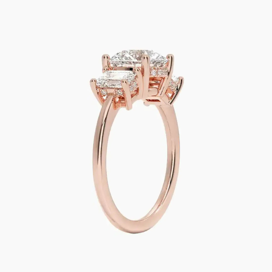 Aurelia Round Hidden Halo 2 Carat Lab Grown Diamond Engagement Ring in 14K Rose Gold