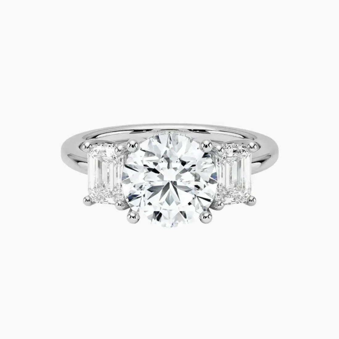Aurelia Round Hidden Halo 3 Carat Lab Grown Diamond Engagement Ring in 14K White Gold