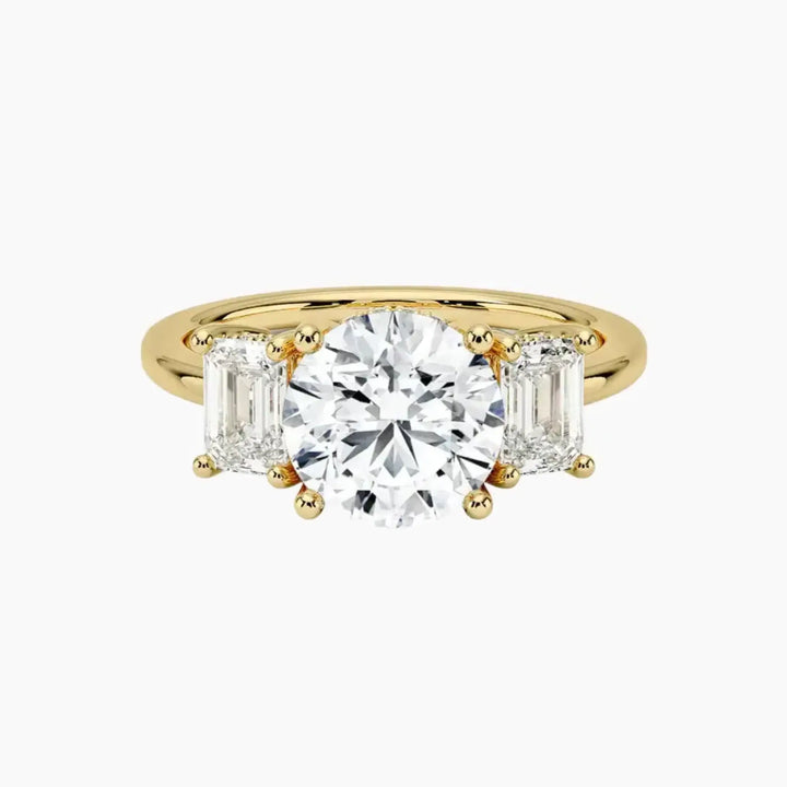 Aurelia Round Hidden Halo 3 Carat Lab Grown Diamond Engagement Ring in 18K Yellow Gold