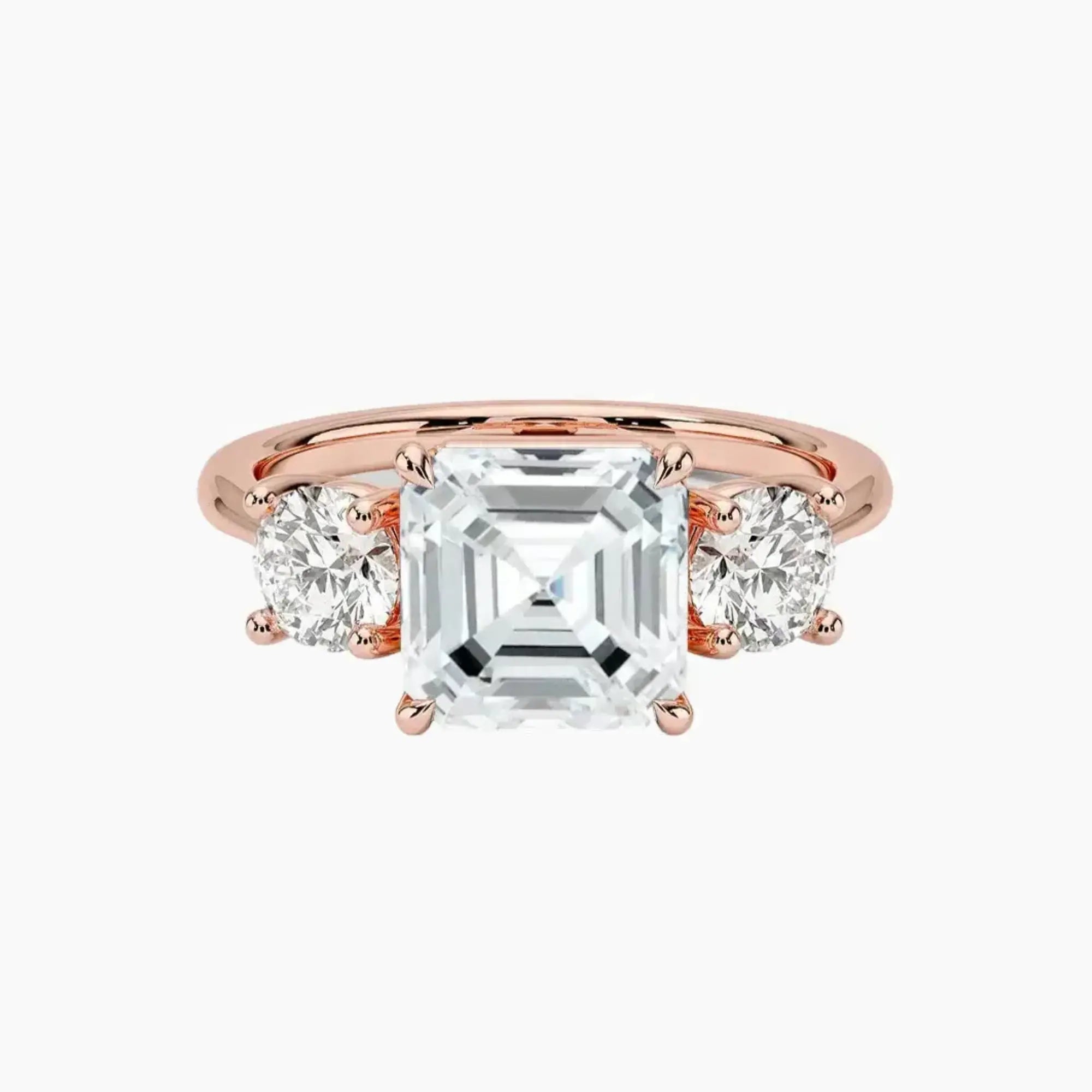 Seraphina Asscher Three Stone 3 Carat Lab Grown Diamond Engagement Ring in 18K White Gold