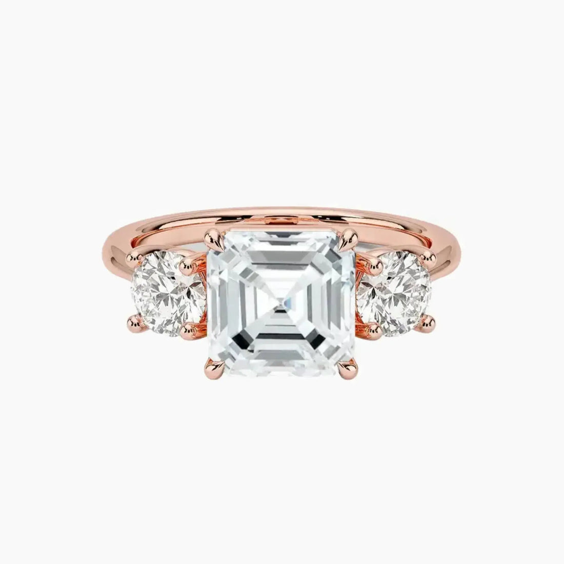 Seraphina Asscher Three Stone Diamond Ring Setting in 18K Yellow Gold