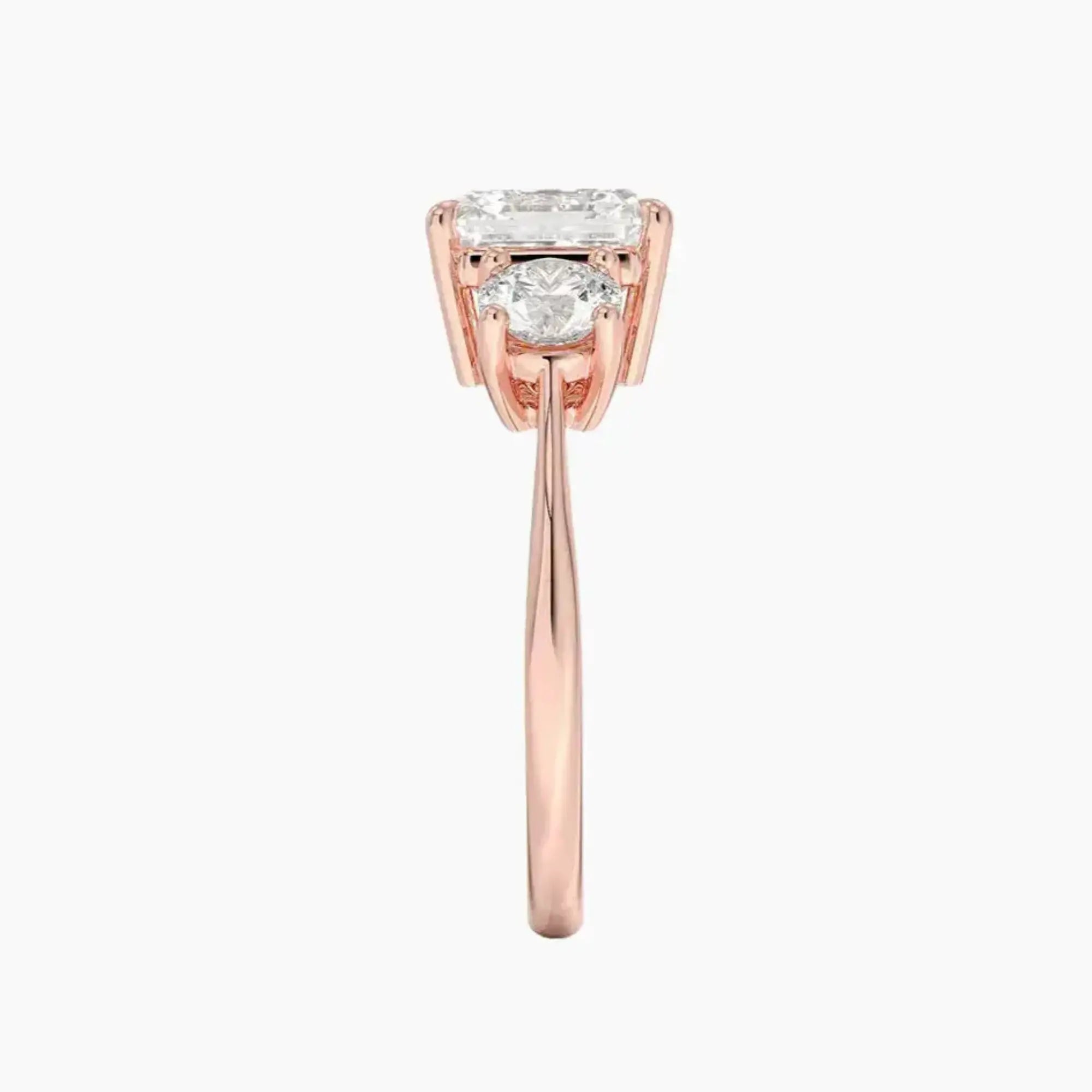 Seraphina Asscher Three Stone Diamond Ring Setting in 18K White Gold