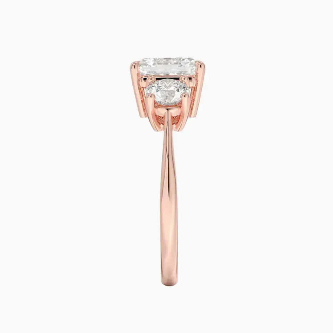 Seraphina Asscher Three Stone 1.5 Carat Lab Grown Diamond Engagement Ring in 18K Yellow Gold