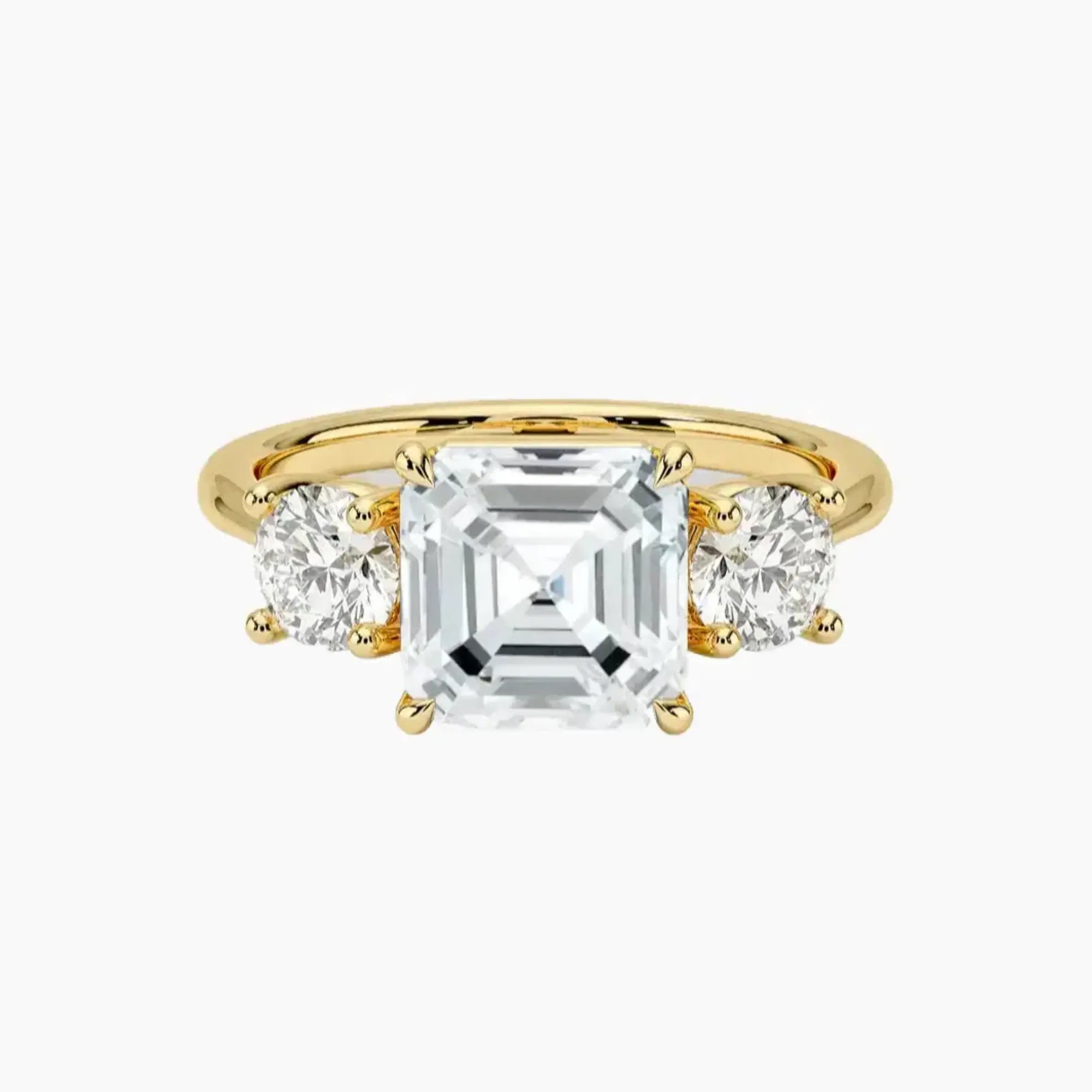 Seraphina Asscher Three Stone 1 Carat Lab Grown Diamond Engagement Ring in 18K Rose Gold