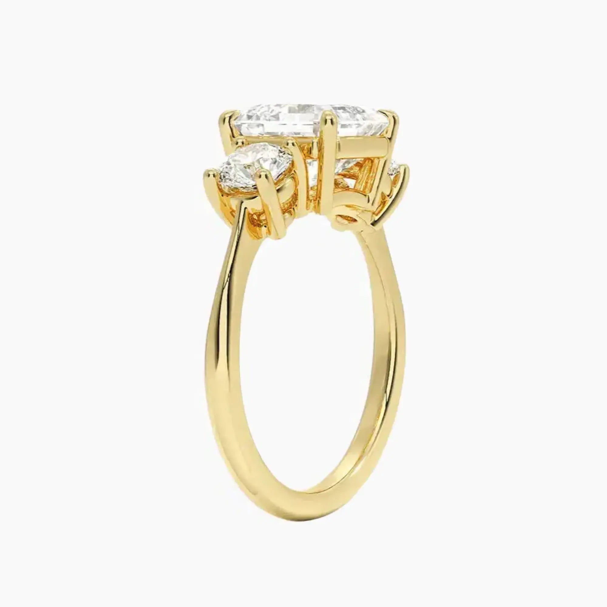 Seraphina Asscher Three Stone Diamond Ring Setting in 18K White Gold