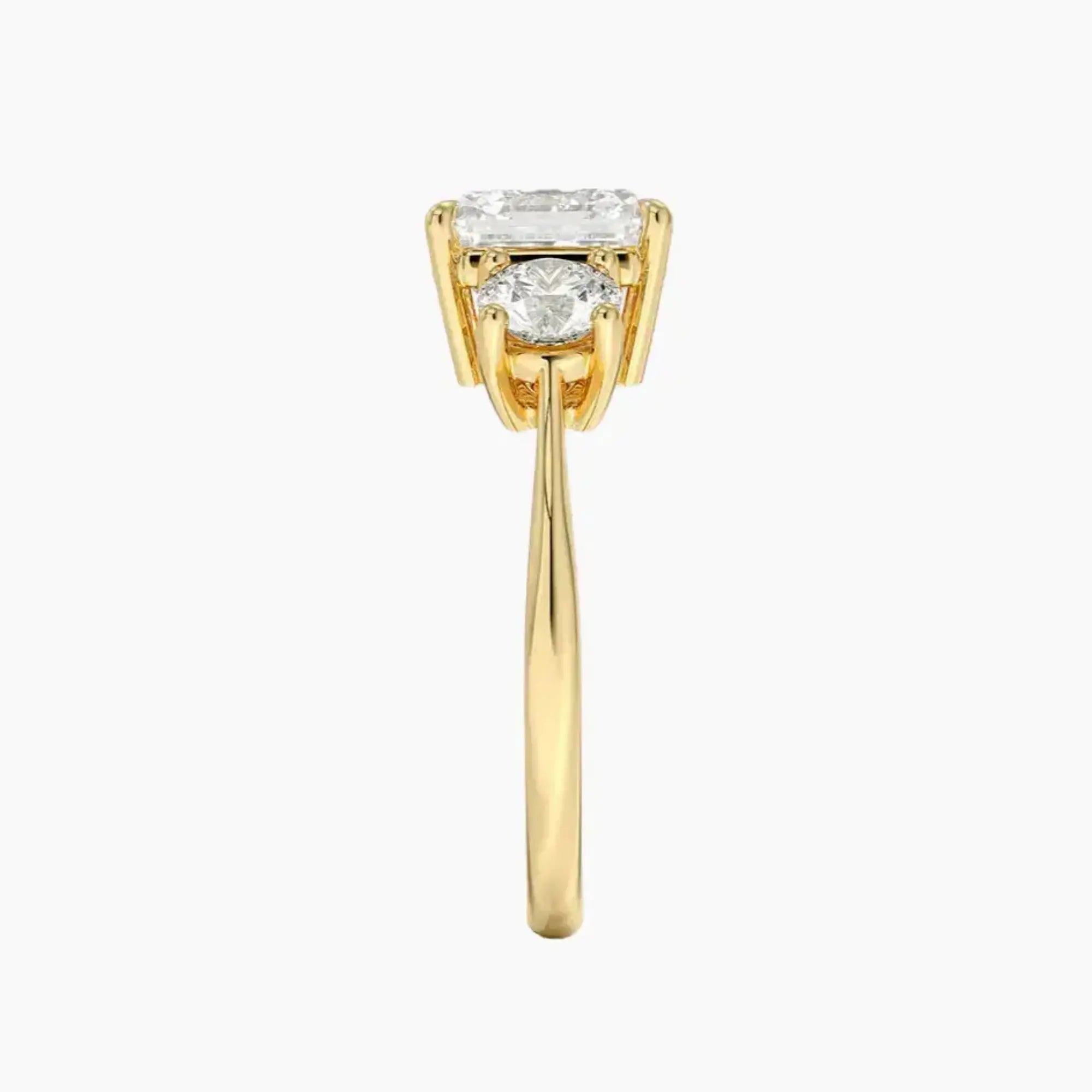 Seraphina Asscher Three Stone 1 Carat Lab Grown Diamond Engagement Ring in 18K Rose Gold