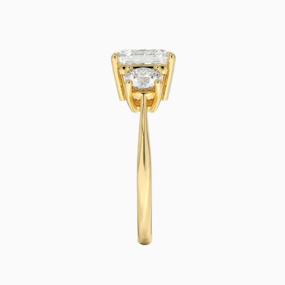 Seraphina Asscher Three Stone 1.5 Carat Lab Grown Diamond Engagement Ring in 18K Rose Gold