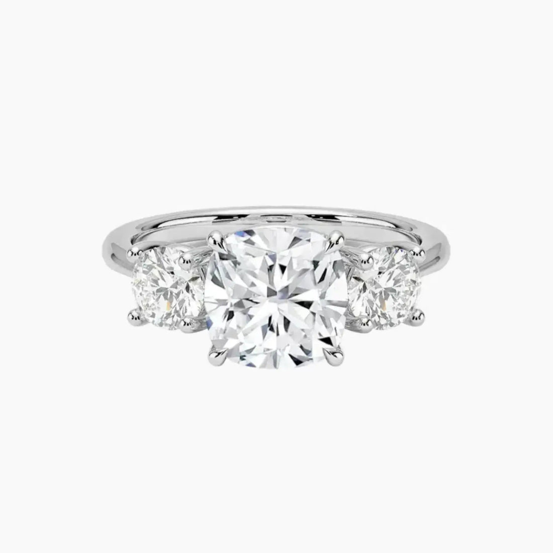 Seraphina Cushion Three Stone Diamond Ring Setting in 18K Rose Gold