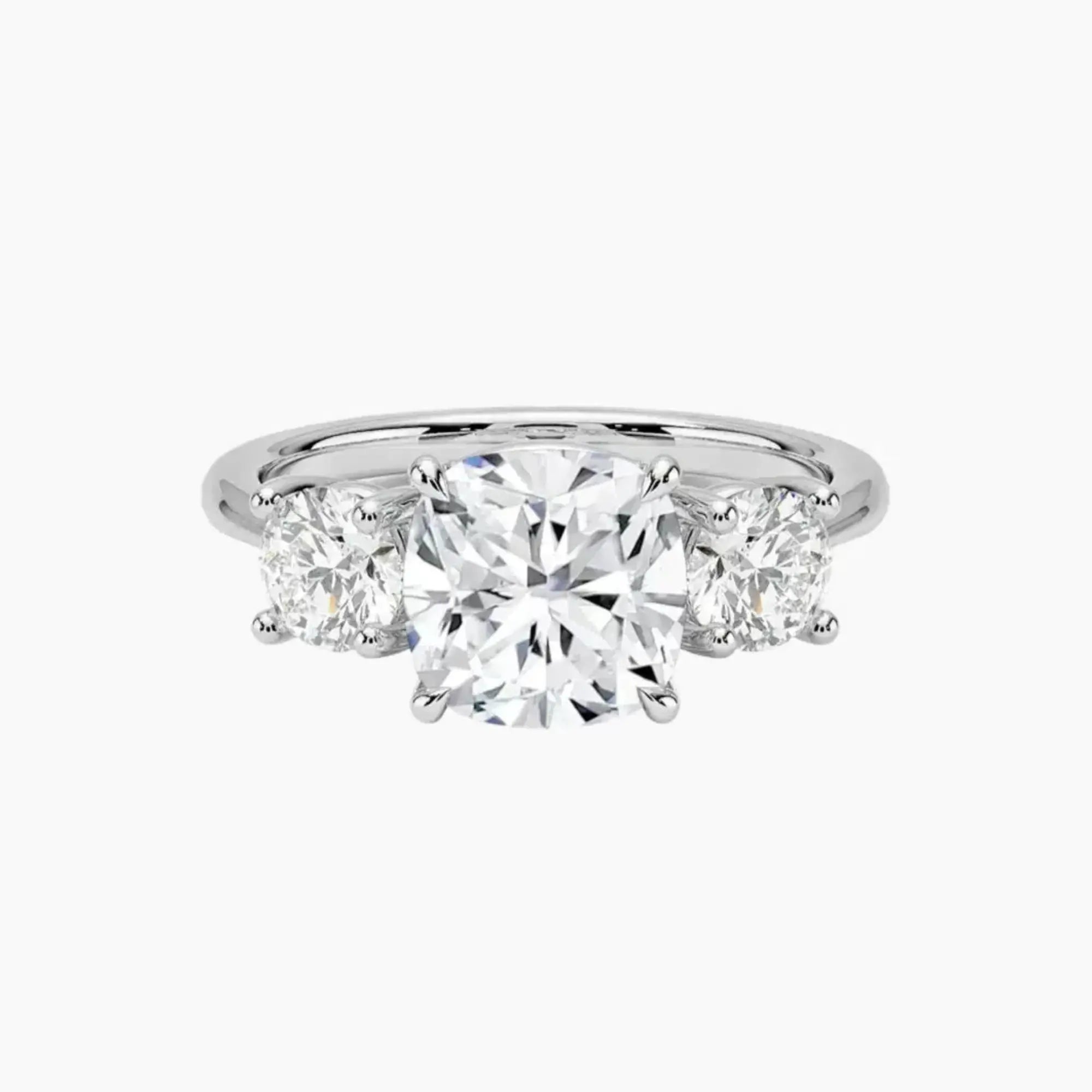 Seraphina Cushion Three Stone Diamond Ring Setting in 18K White Gold