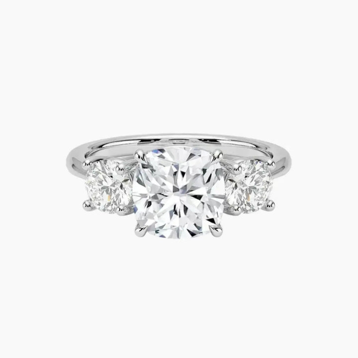 Seraphina Cushion Three Stone 1 Carat Lab Grown Diamond Engagement Ring in 18K White Gold
