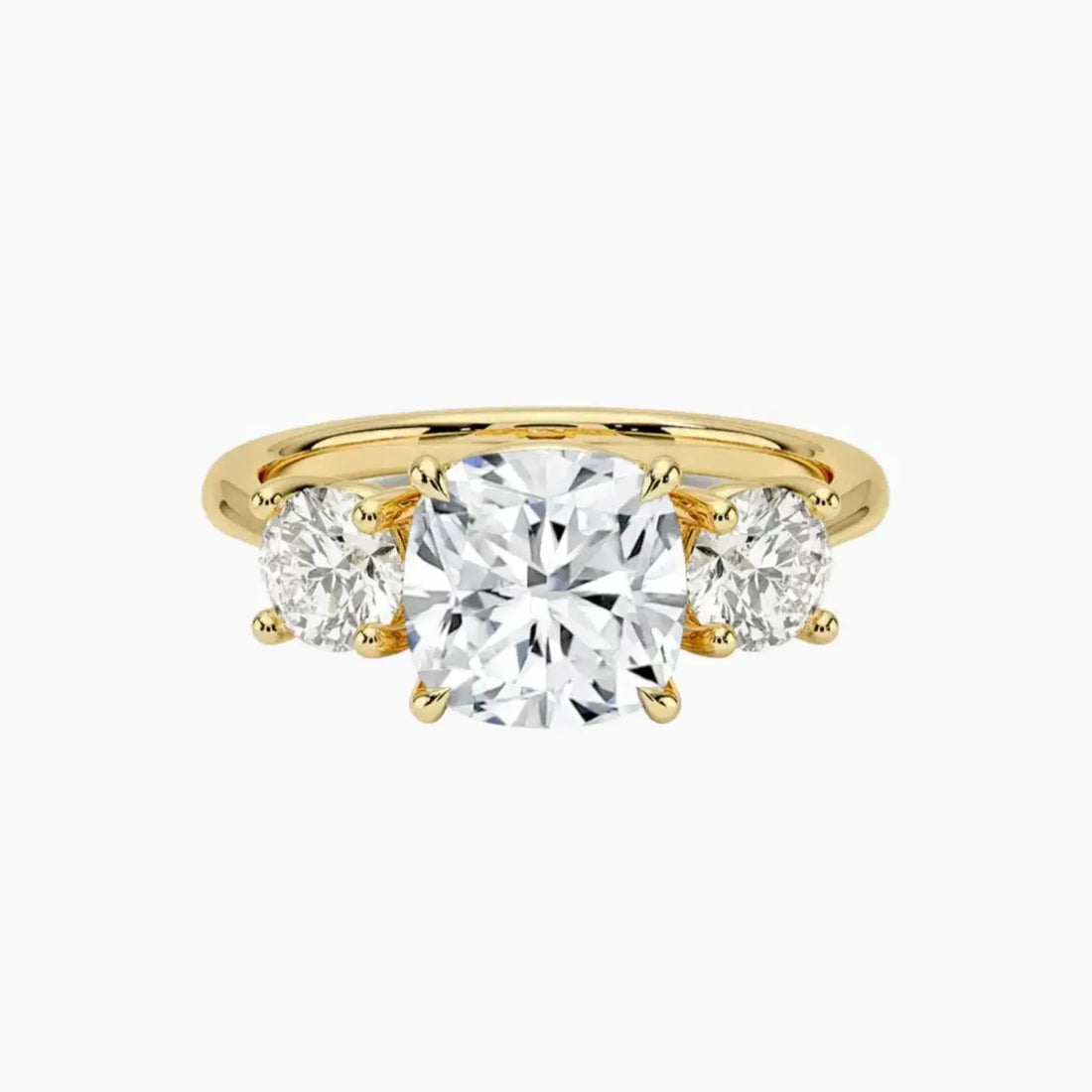 Seraphina Cushion Three Stone Diamond Ring Setting in 18K Rose Gold