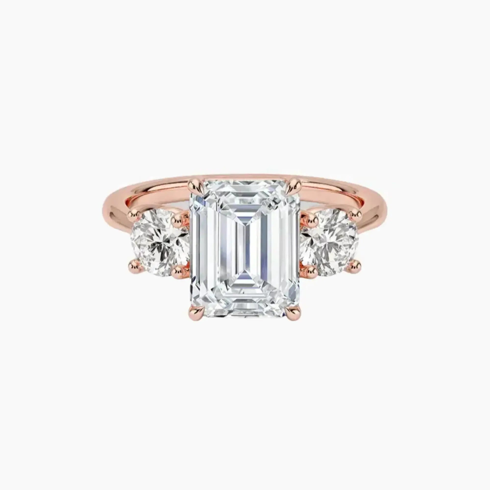 Seraphina Emerald Three Stone 2 Carat Lab Grown Diamond Engagement Ring in 18K Yellow Gold