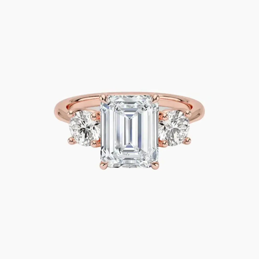Seraphina Emerald Three Stone 2 Carat Lab Grown Diamond Engagement Ring in 18K Yellow Gold