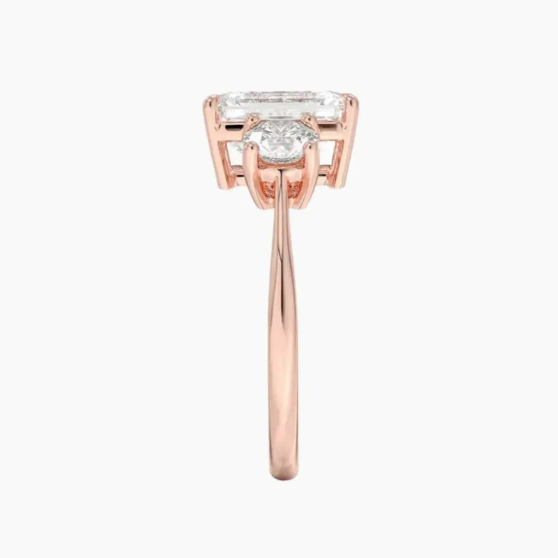 Seraphina Emerald Three Stone 3 Carat Lab Grown Diamond Engagement Ring in 14K Rose Gold