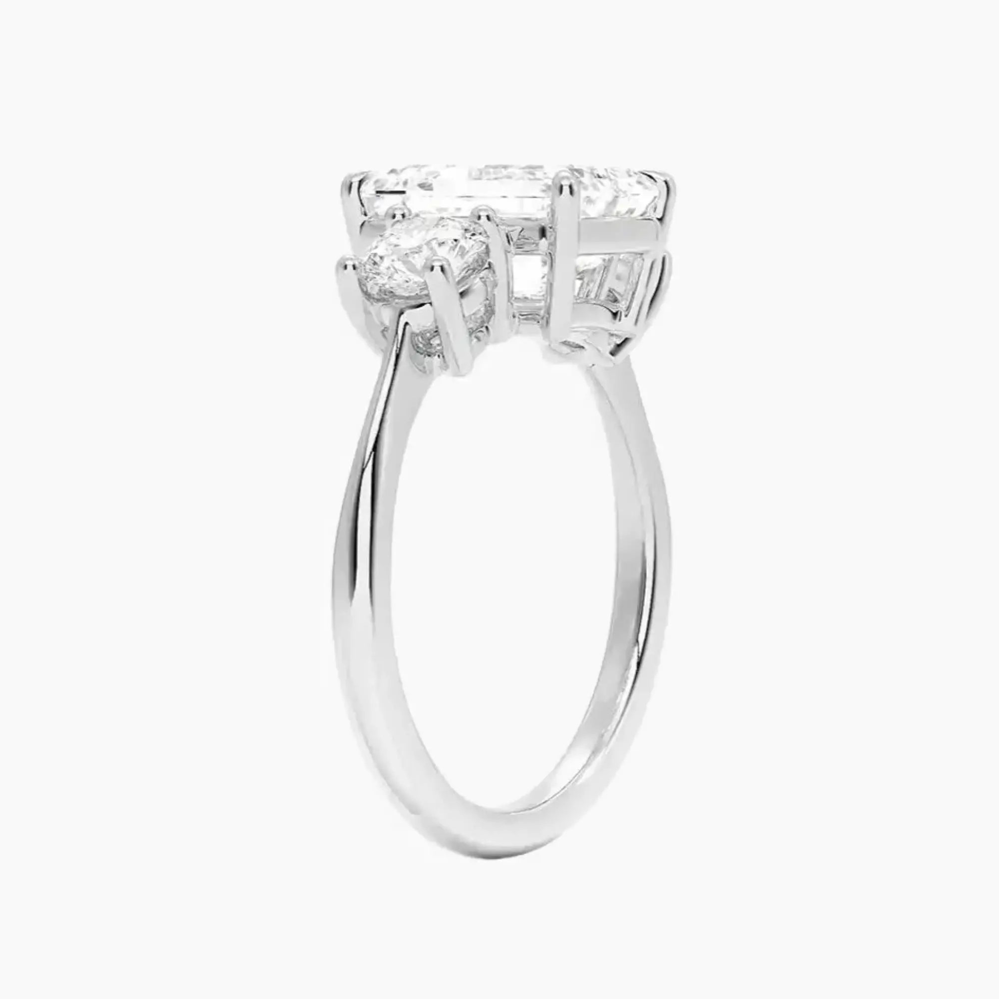 Seraphina Emerald Three Stone 2.5 Carat Lab Grown Diamond Engagement Ring in 18K Rose Gold