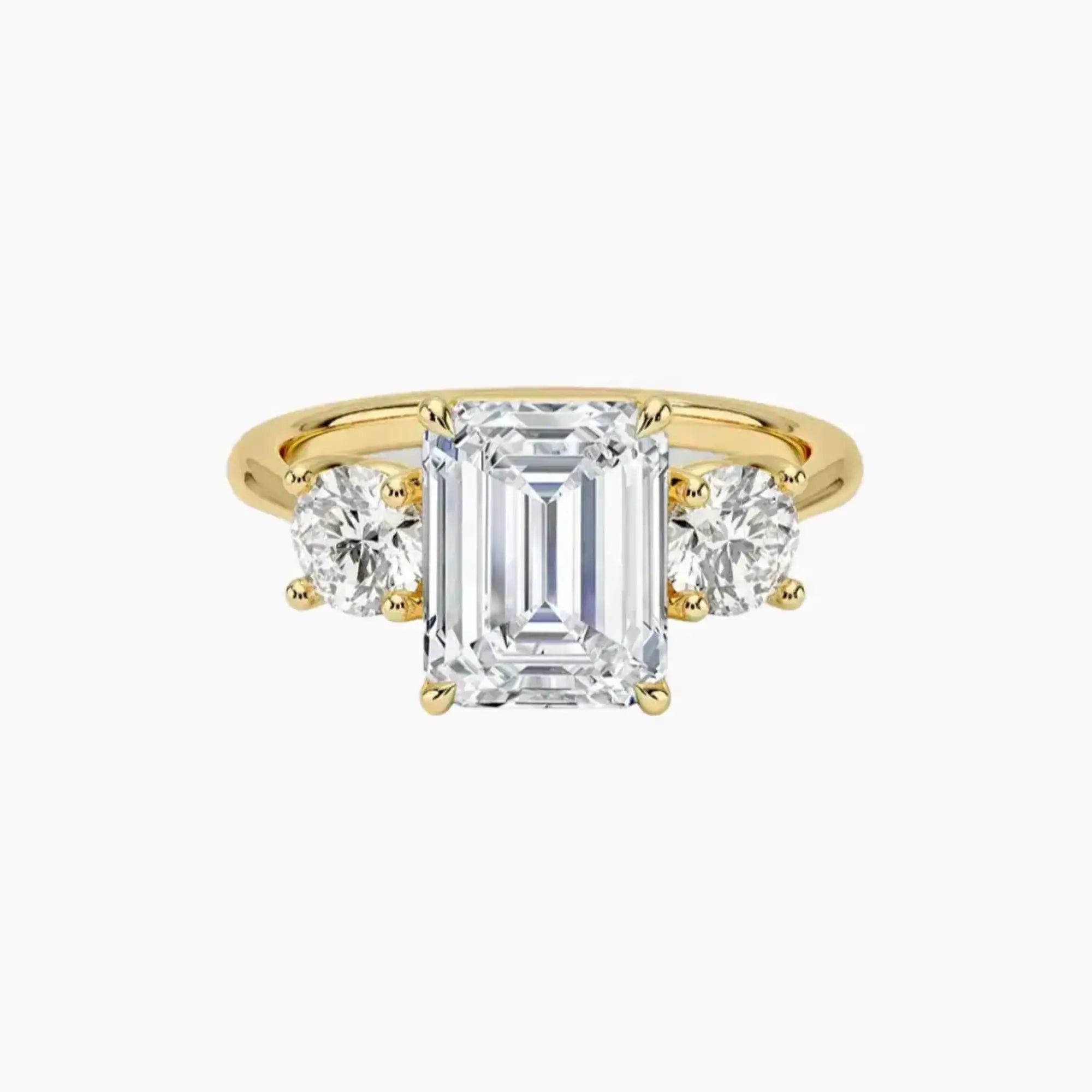 Seraphina Emerald Three Stone Diamond Ring Setting in 18K White Gold