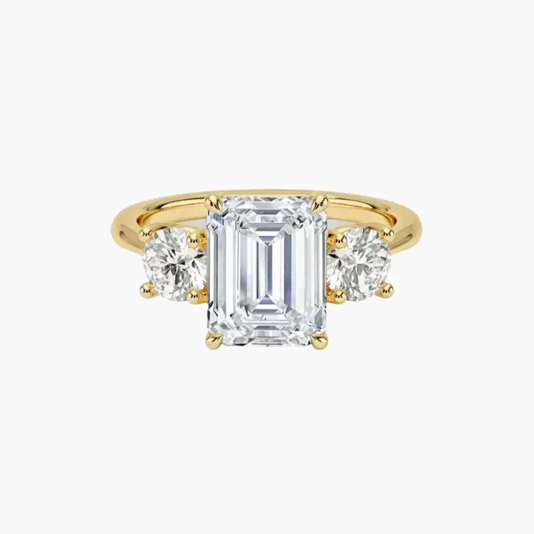 Seraphina Emerald Three Stone 1 Carat Lab Grown Diamond Engagement Ring in 18K Rose Gold