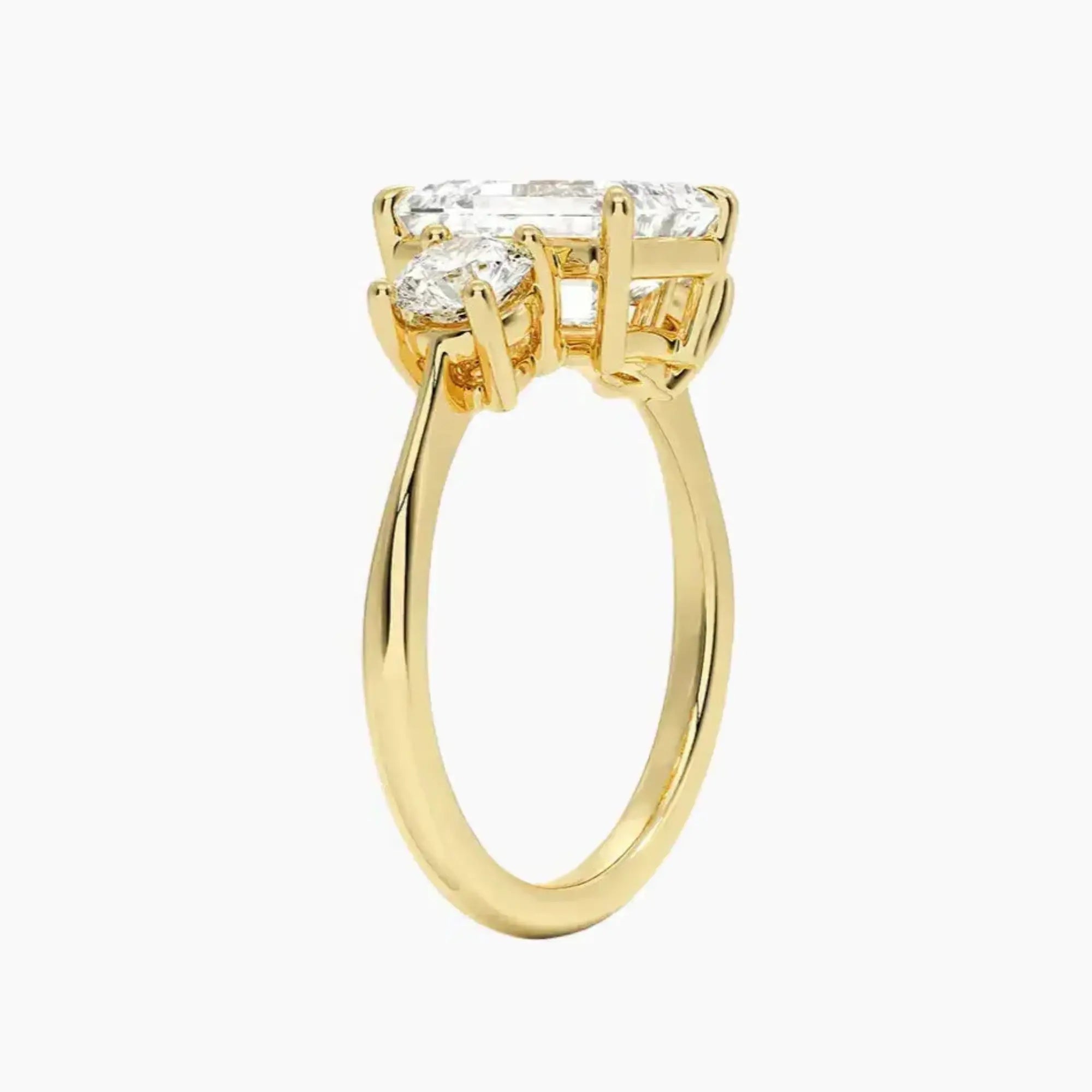 Seraphina Emerald Three Stone 1 Carat Lab Grown Diamond Engagement Ring in 18K Rose Gold