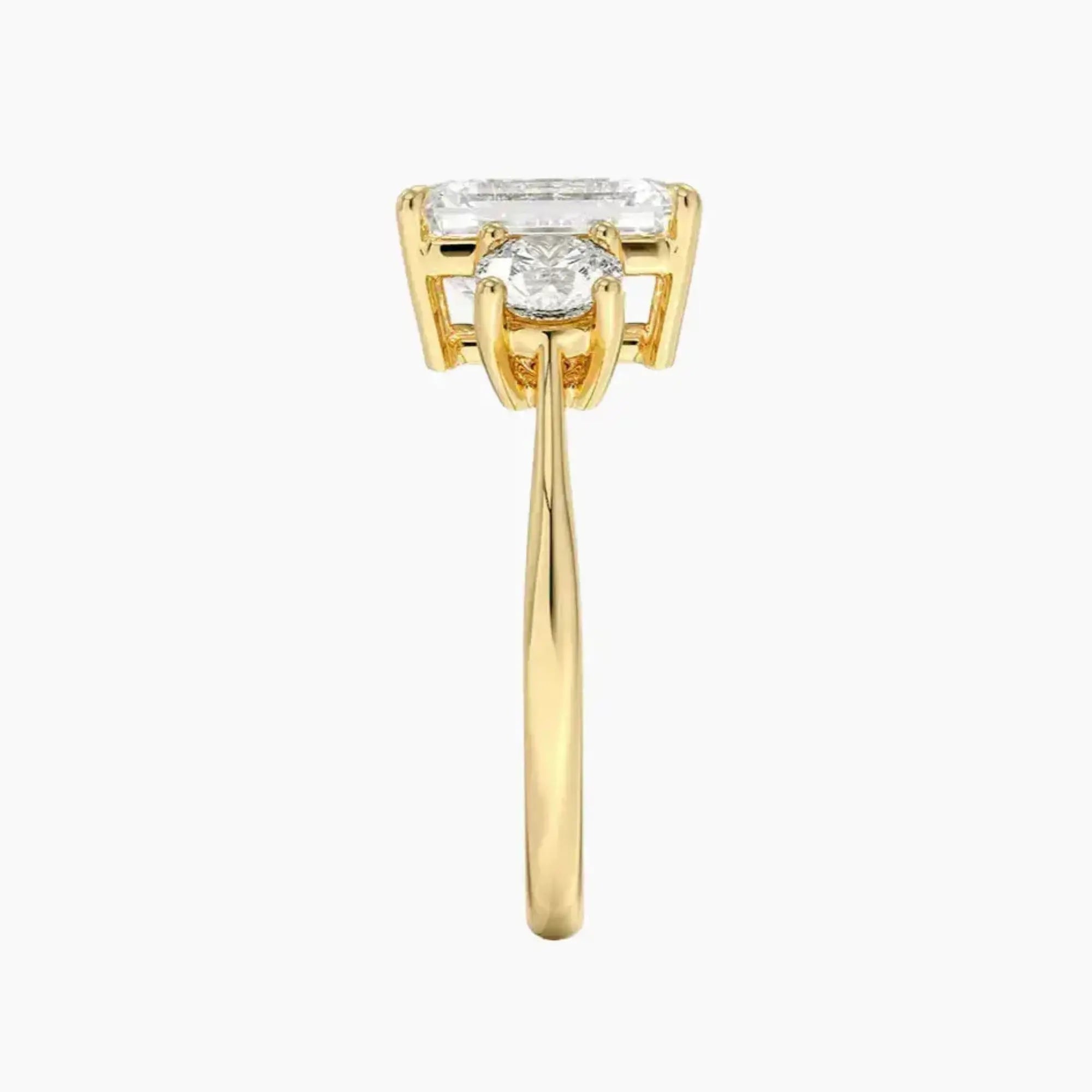Seraphina Emerald Three Stone 1.5 Carat Lab Grown Diamond Engagement Ring in 18K White Gold