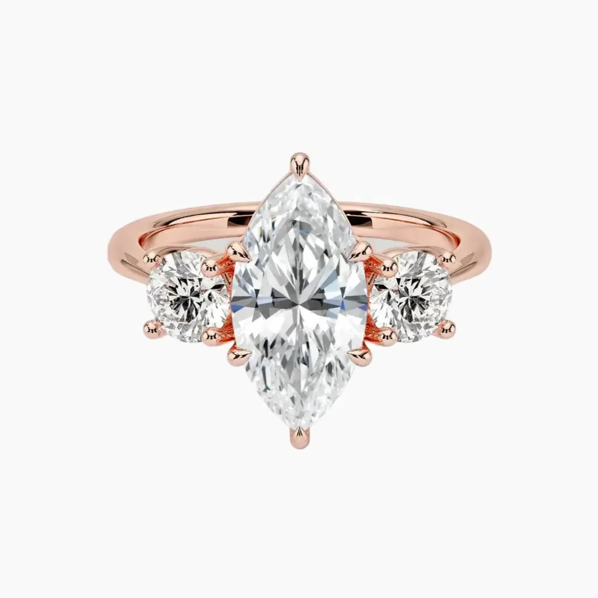 Seraphina Marquise Three Stone 1.5 Carat Lab Grown Diamond Engagement Ring in 14K White Gold
