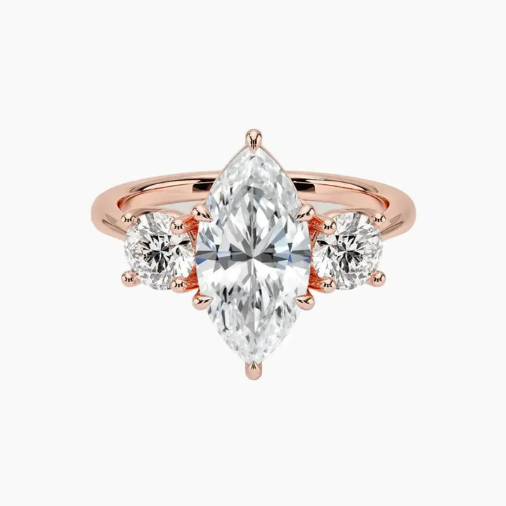 Seraphina Marquise Three Stone 1.5 Carat Lab Grown Diamond Engagement Ring in 14K Rose Gold