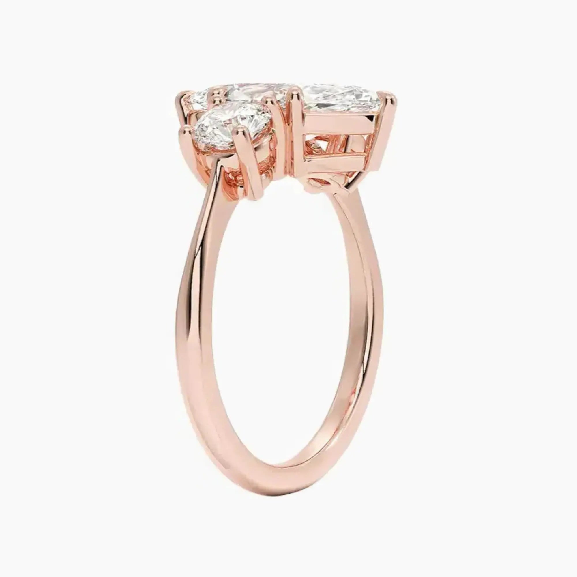 Seraphina Marquise Three Stone 3 Carat Lab Grown Diamond Engagement Ring in 14K Rose Gold