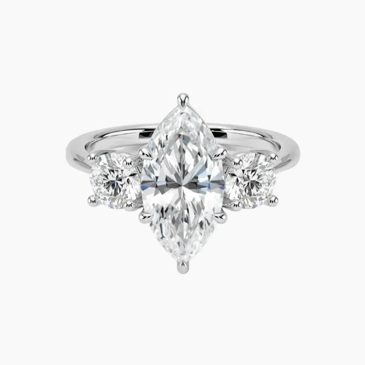 Seraphina Marquise Three Stone 3 Carat Lab Grown Diamond Engagement Ring in 18K White Gold
