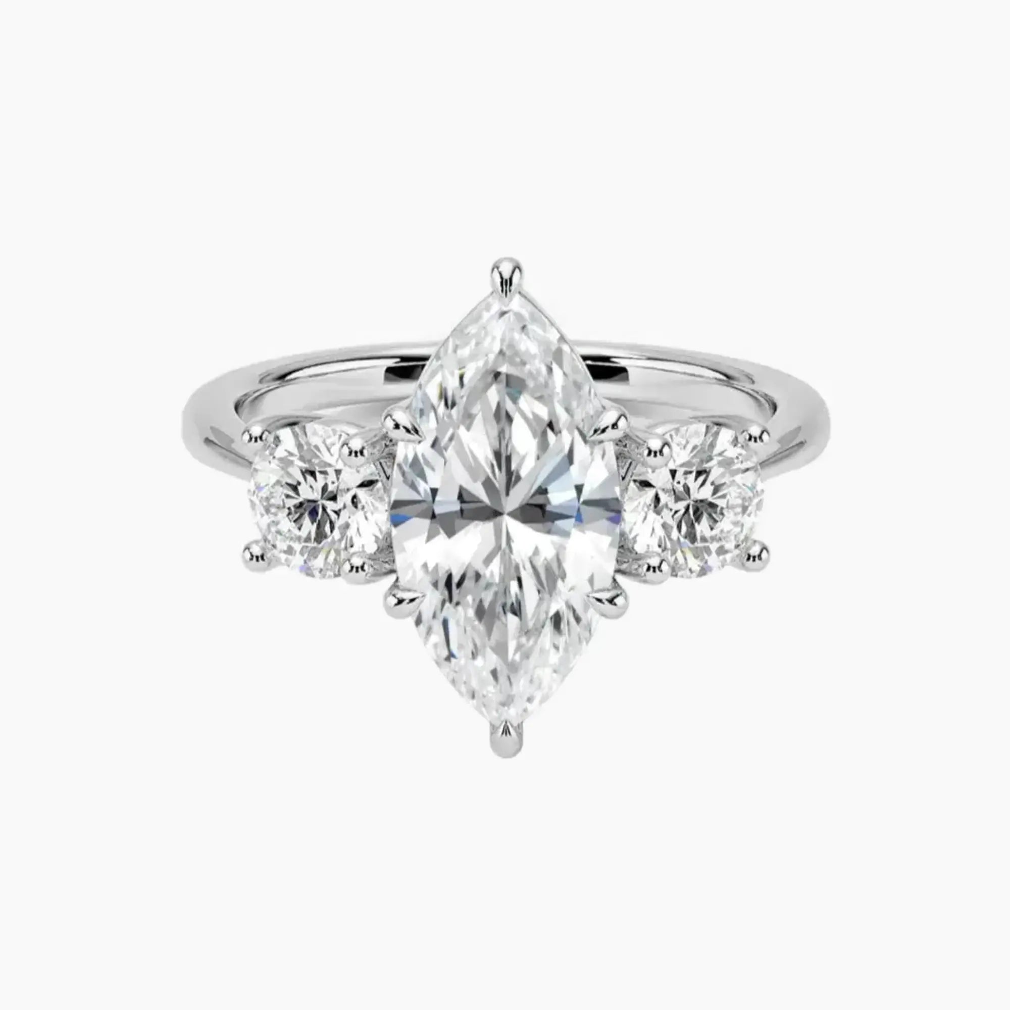Seraphina Marquise Three Stone 1.5 Carat Lab Grown Diamond Engagement Ring in 18K Yellow Gold