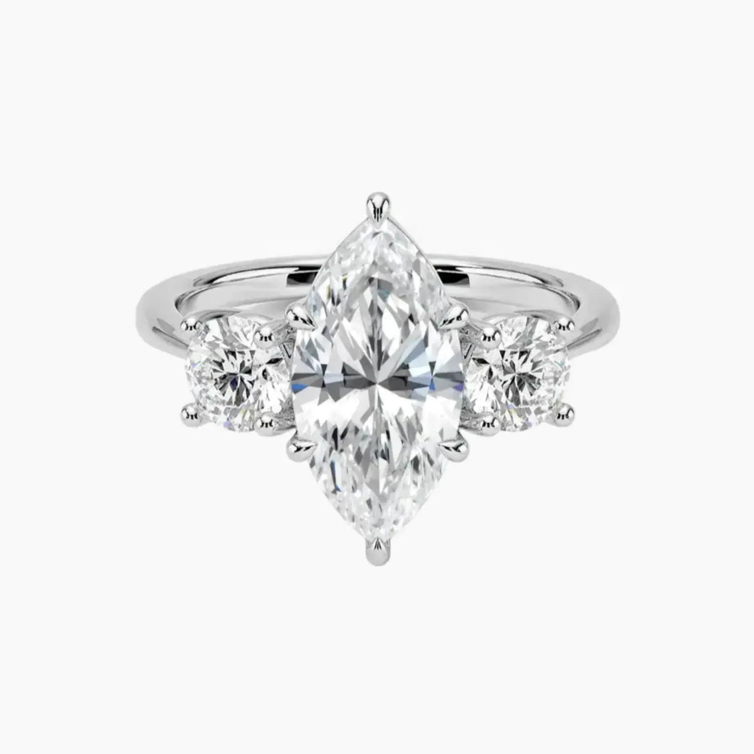 Seraphina Marquise Three Stone 3 Carat Lab Grown Diamond Engagement Ring in 14K White Gold