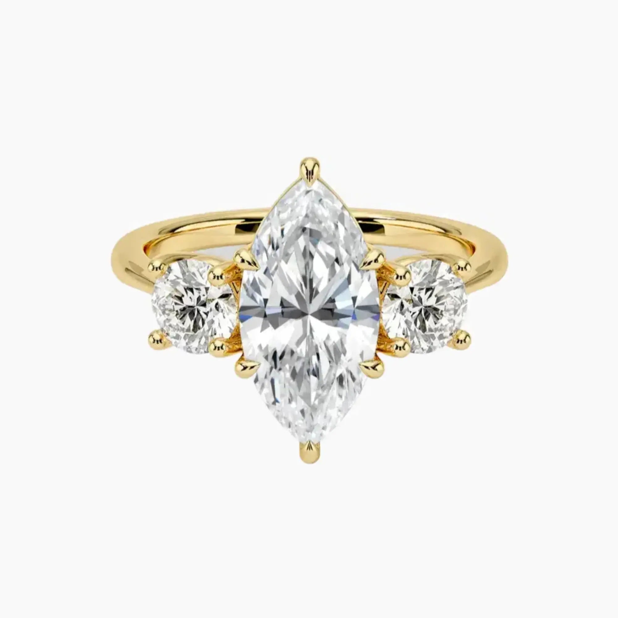 Seraphina Marquise Three Stone Diamond Ring Setting in 18K Rose Gold
