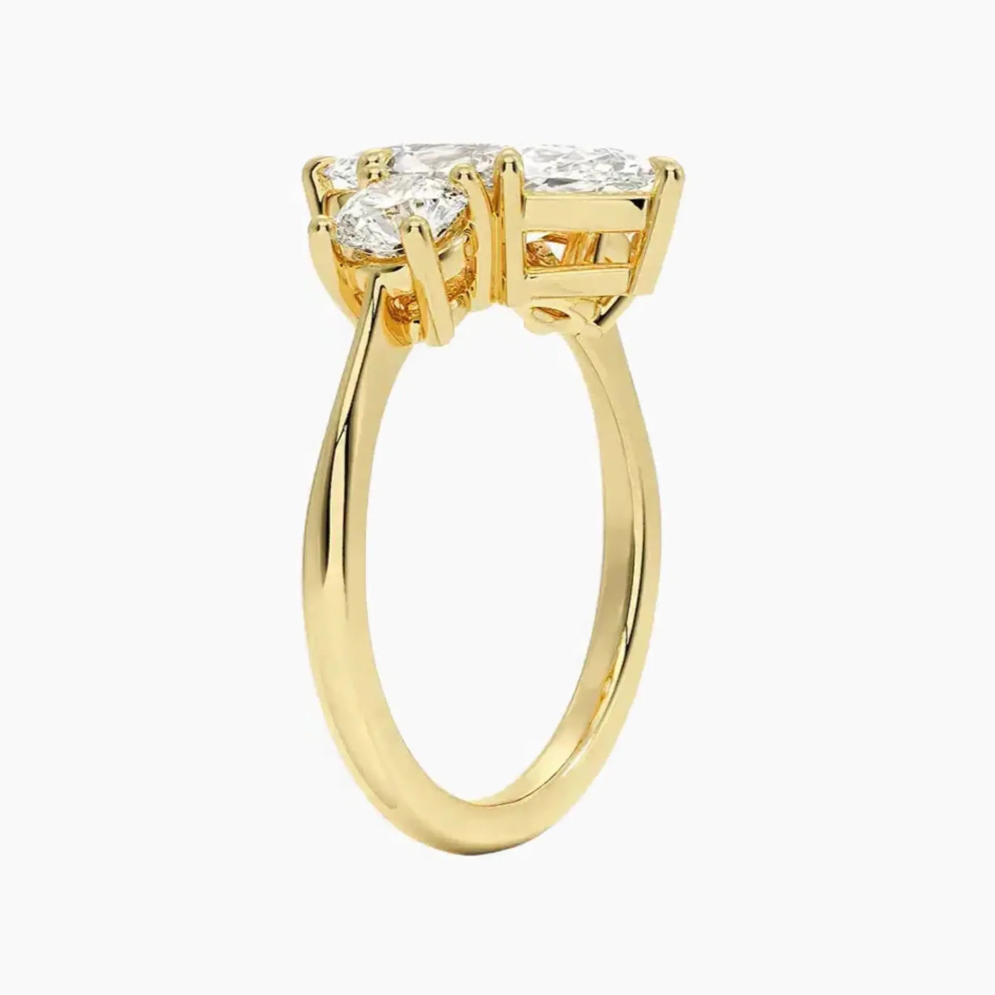 Seraphina Marquise Three Stone 3 Carat Lab Grown Diamond Engagement Ring in 18K Yellow Gold