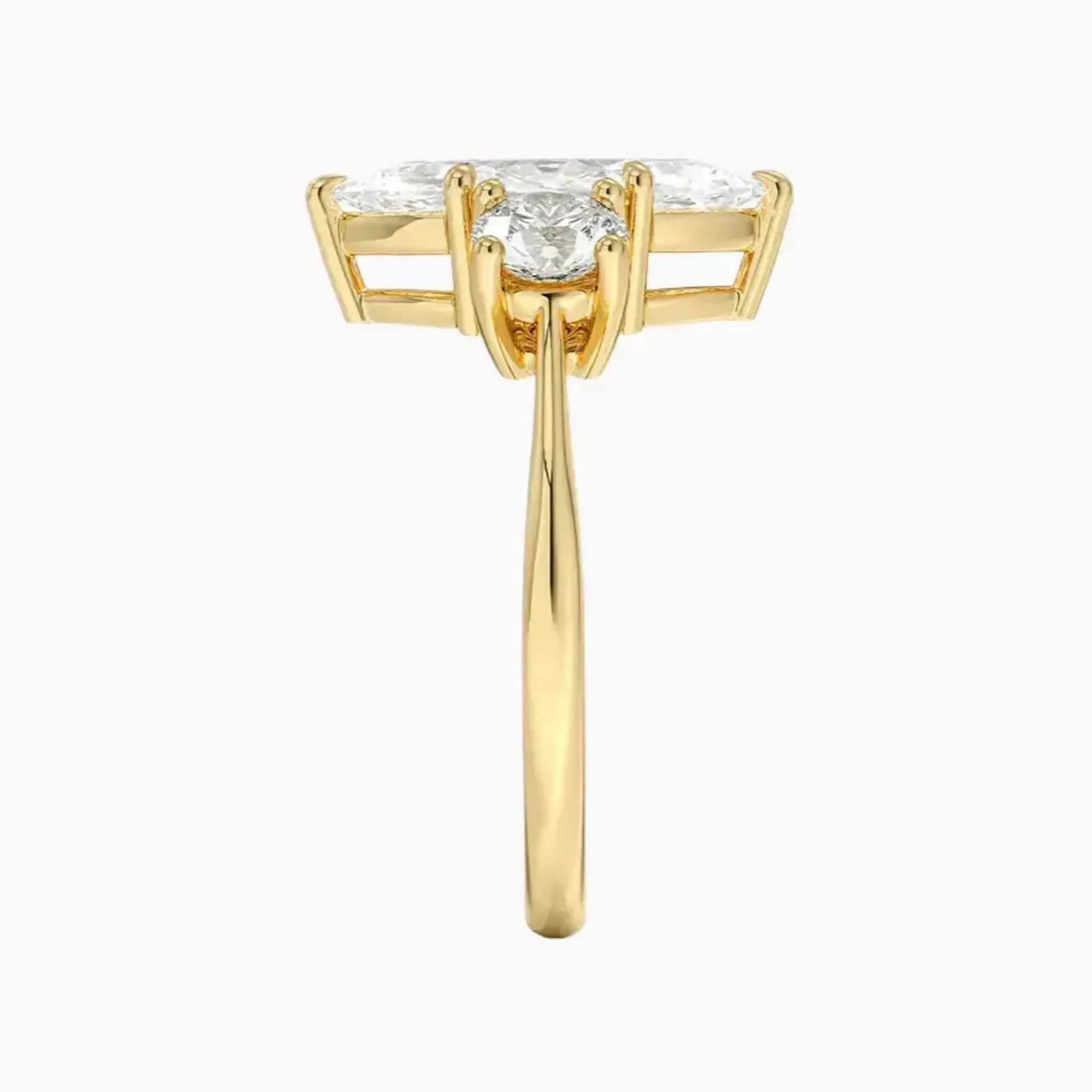 Seraphina Marquise Three Stone 1.5 Carat Lab Grown Diamond Engagement Ring in 18K Yellow Gold